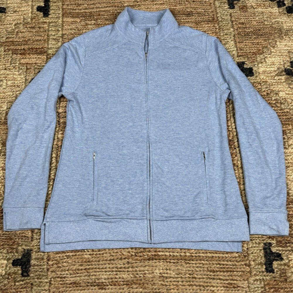 Peter Millar Modal Sweater Zip Womens Medium Light Blue Preppy Modern Full Zip